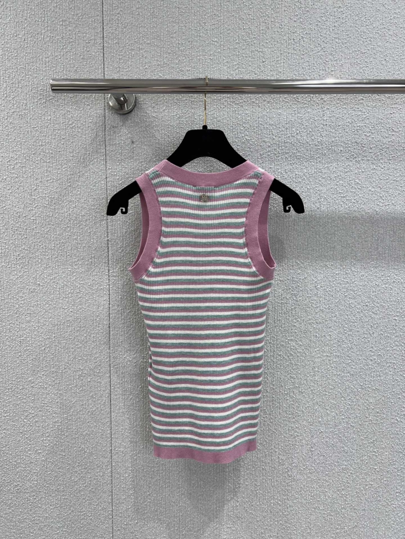 Chanel 25B Atelier Collection Jacquard Striped Sleeveless Dress in Soft Pink