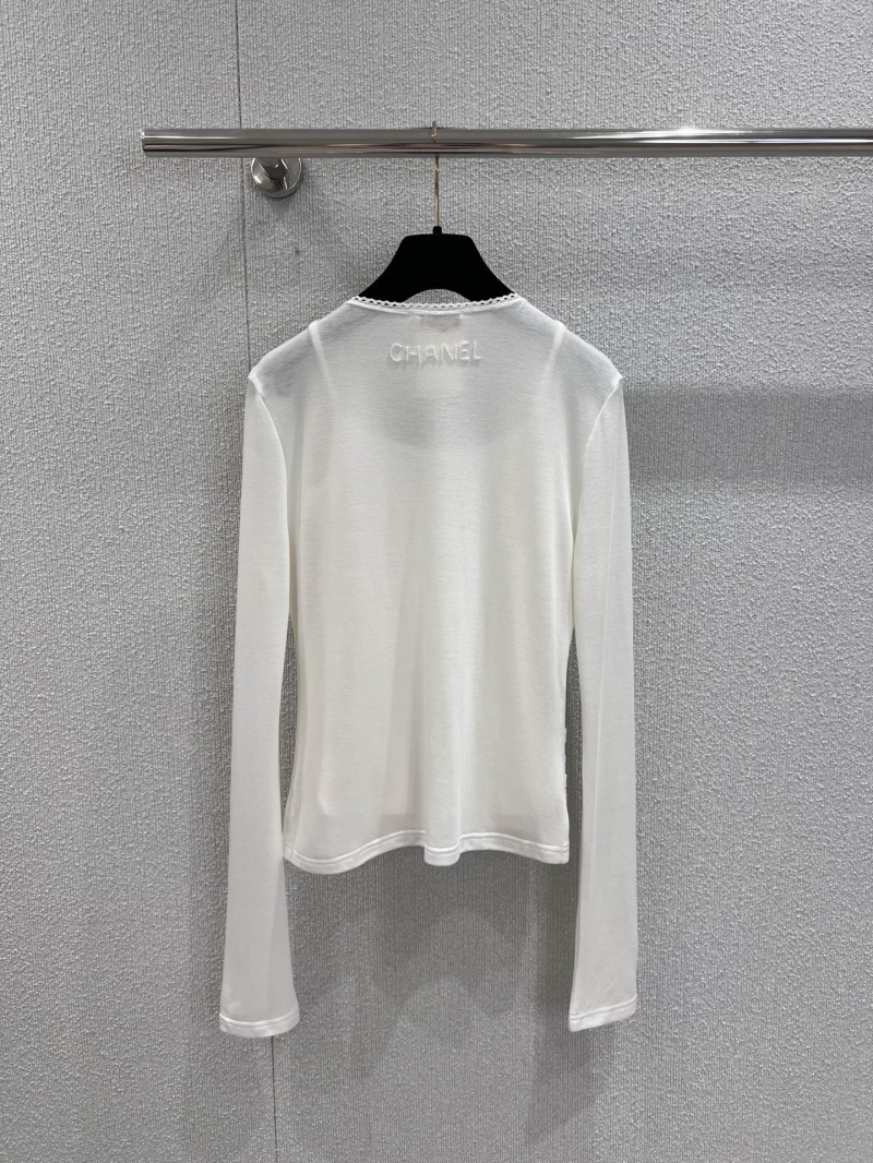 Chanel 25B Luxe Two-Piece Set: Vintage Logo Beaded Vest + V-Neck Cardigan in White