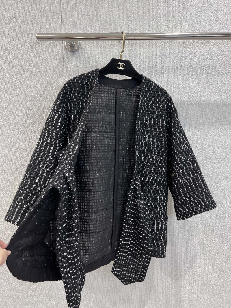 Chanel Exclusive Black Tweed Jacket with Waist Tie - Luxe Sparkle Detail