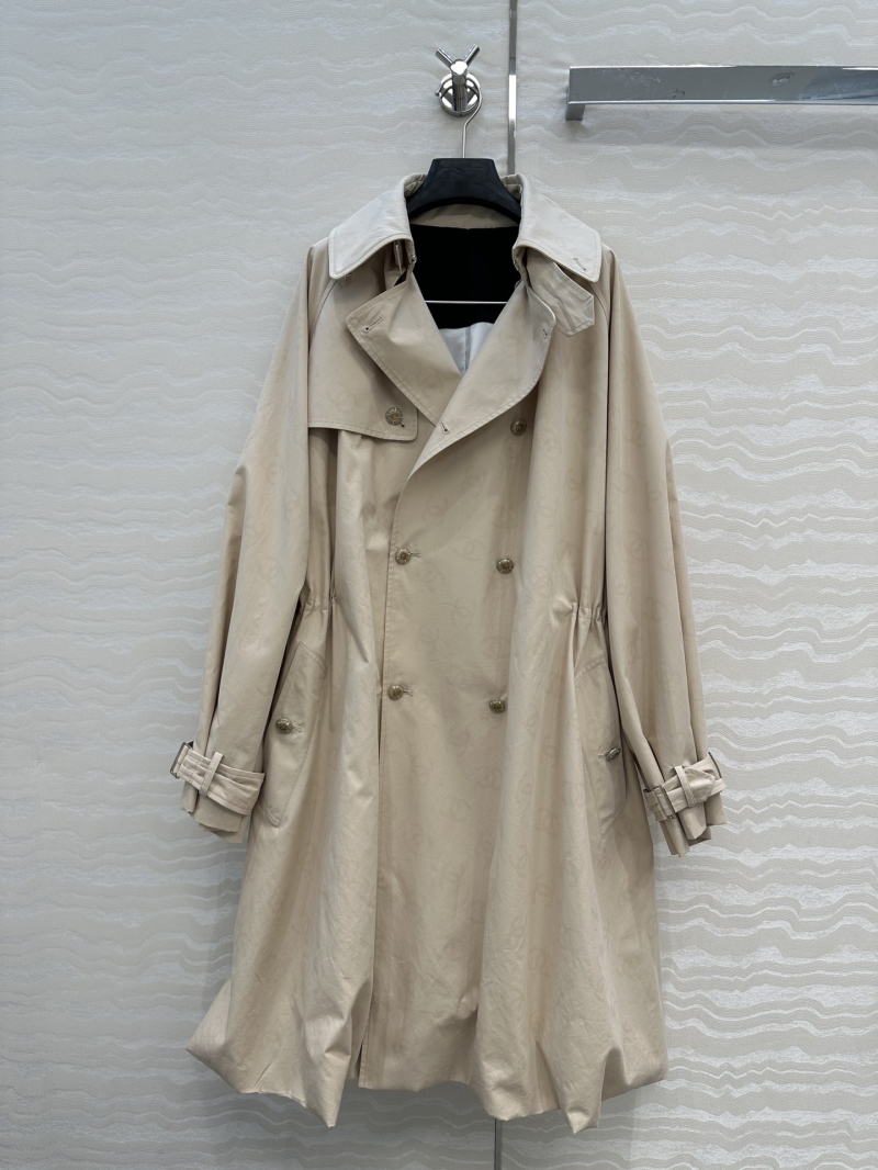 Chanel Coco Girl 25B Trench Coat with Water-Reactive Double C Logo - Luxe Silk Cotton Blend