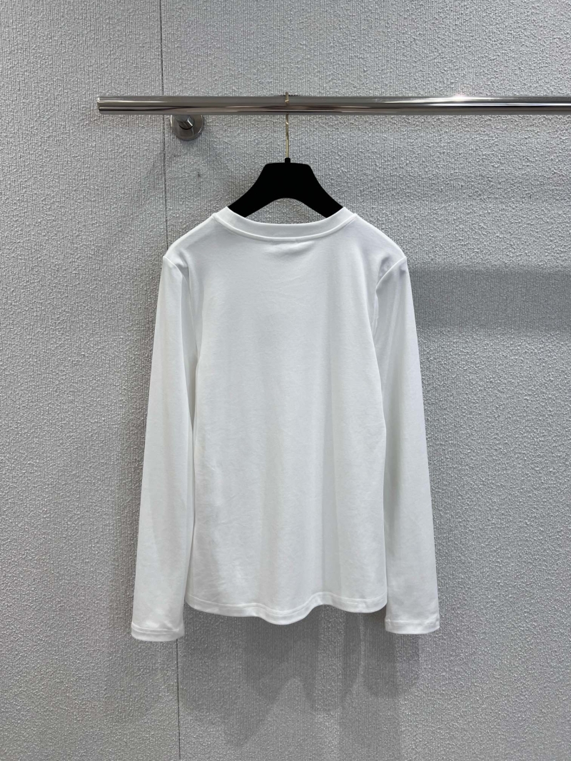 Chanel 25FW Early Autumn Double C Embroidered Round Neck Long Sleeve T-Shirt in White | Luxe Fit, Premium Fabric