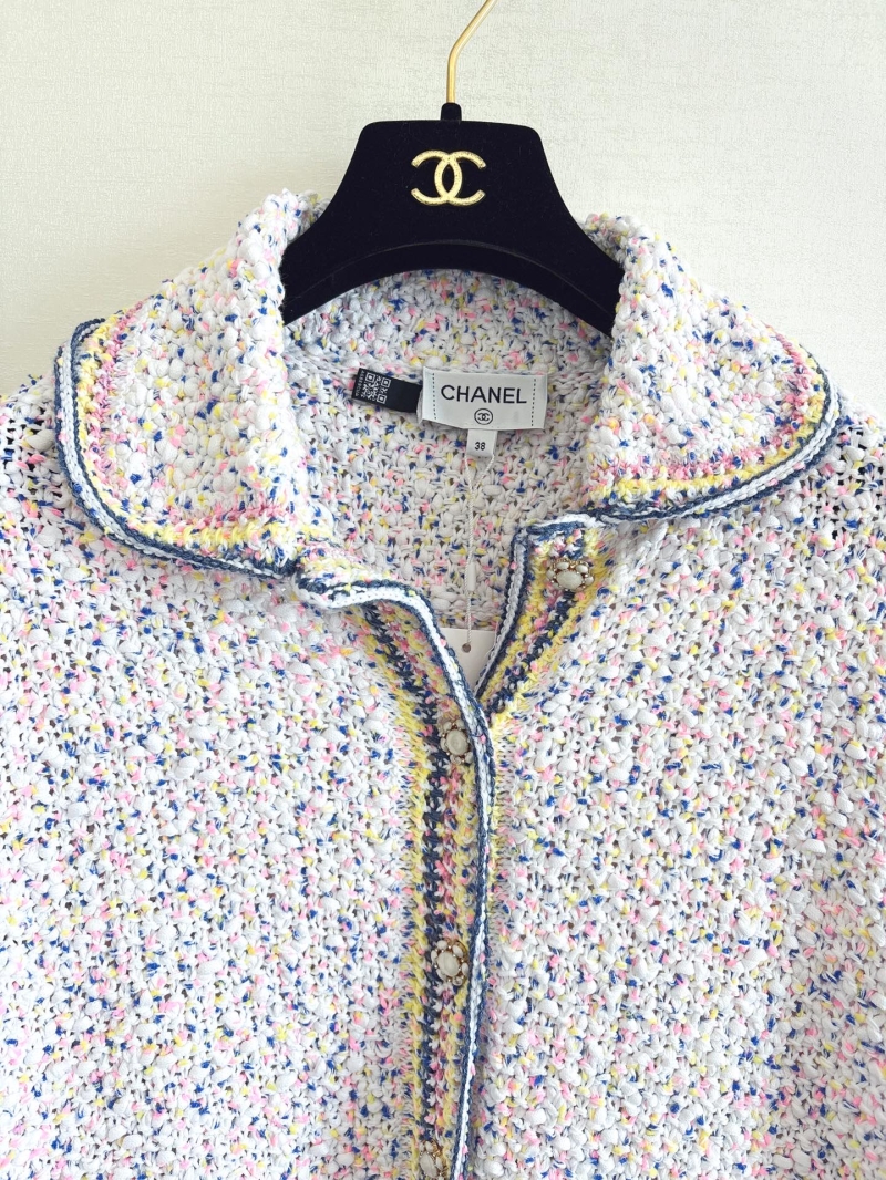 Chanel Limited Edition Multicolor Tweed Collared Jacket with Pearl Buttons