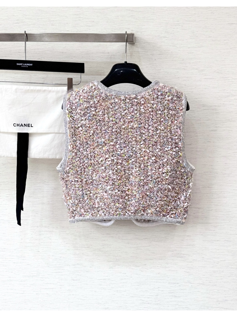 Chanel Pastel Tweed Vest with Silver Trim - 25FW Limited Edition