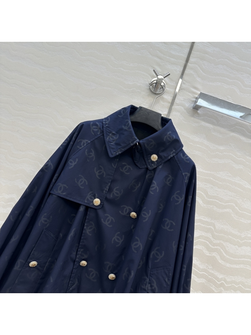 Chanel Coco Girl 25B Short Trench Coat in Custom Silk-Cotton Blend with Water-Reveal CC Logo