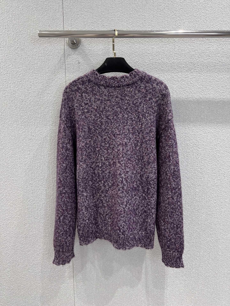 Chanel 25K Métiers d'Art Collection Embroidered Floral Intarsia Cashmere Sweater | Lavender, Dropped Shoulder, Handcrafted Beadwork