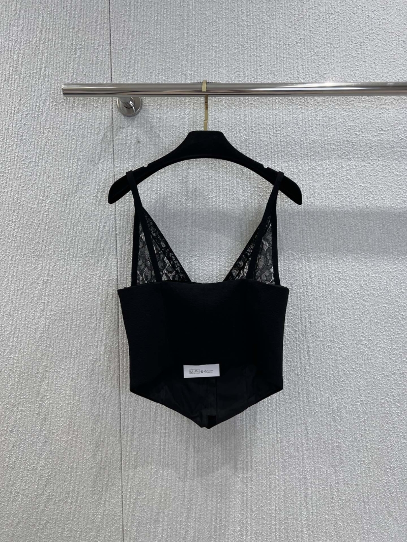 Chanel 25K Atelier Collection Lace Bustier Corset Top - Black, Structured Fit, Silver-Tone Buttons, Sheer Lace Panels