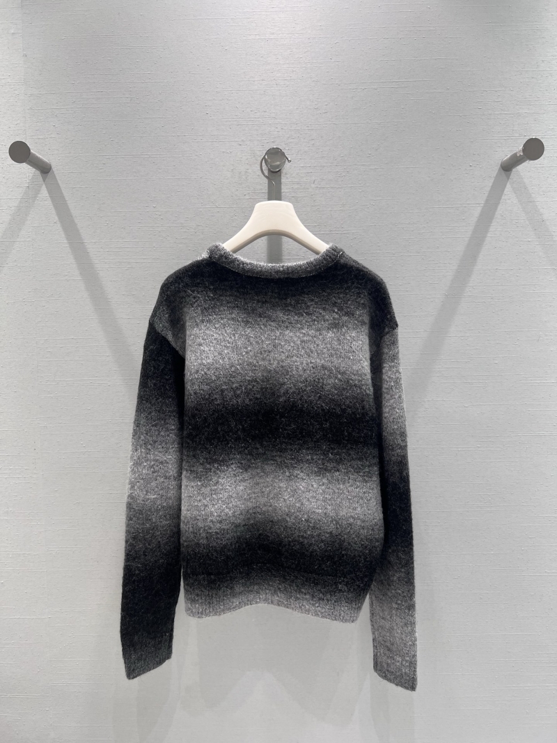 Chanel Ombre Gradient Knit Sweater with Black Satin Bow - Charcoal Gray to Black - Limited Edition