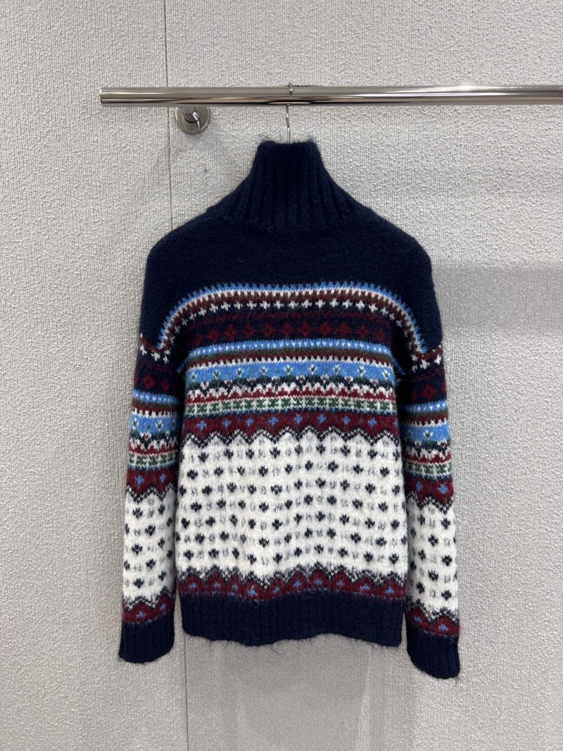 Chanel 25K Métiers d'Art Collection Fair Isle Mock Turtleneck Sweater | Limited Edition Artisan Knit, Nordic-Inspired Pattern, Relaxed Fit