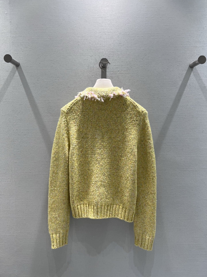 Chanel Women's Knit Cardigan - Exquisite Handcrafted Details, Pastel Yellow-Green