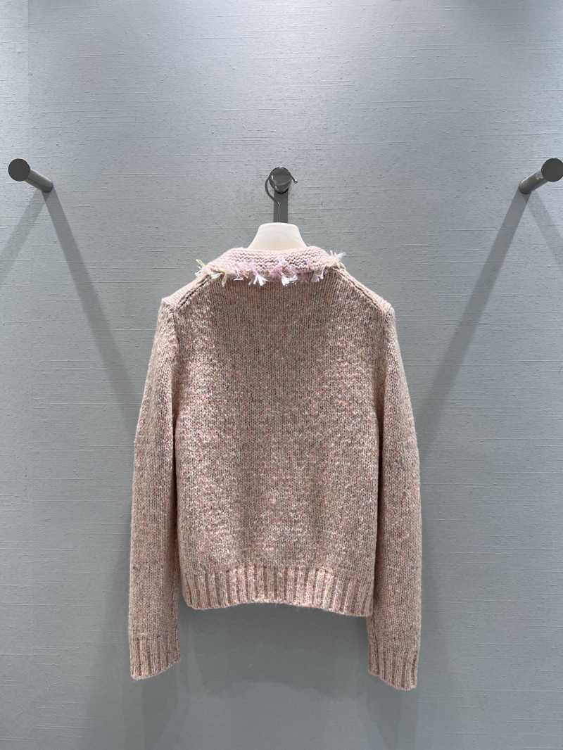 Chanel Women"s Knit Cardigan: Pastel Pink Floral Appliqué Cropped Jacket
