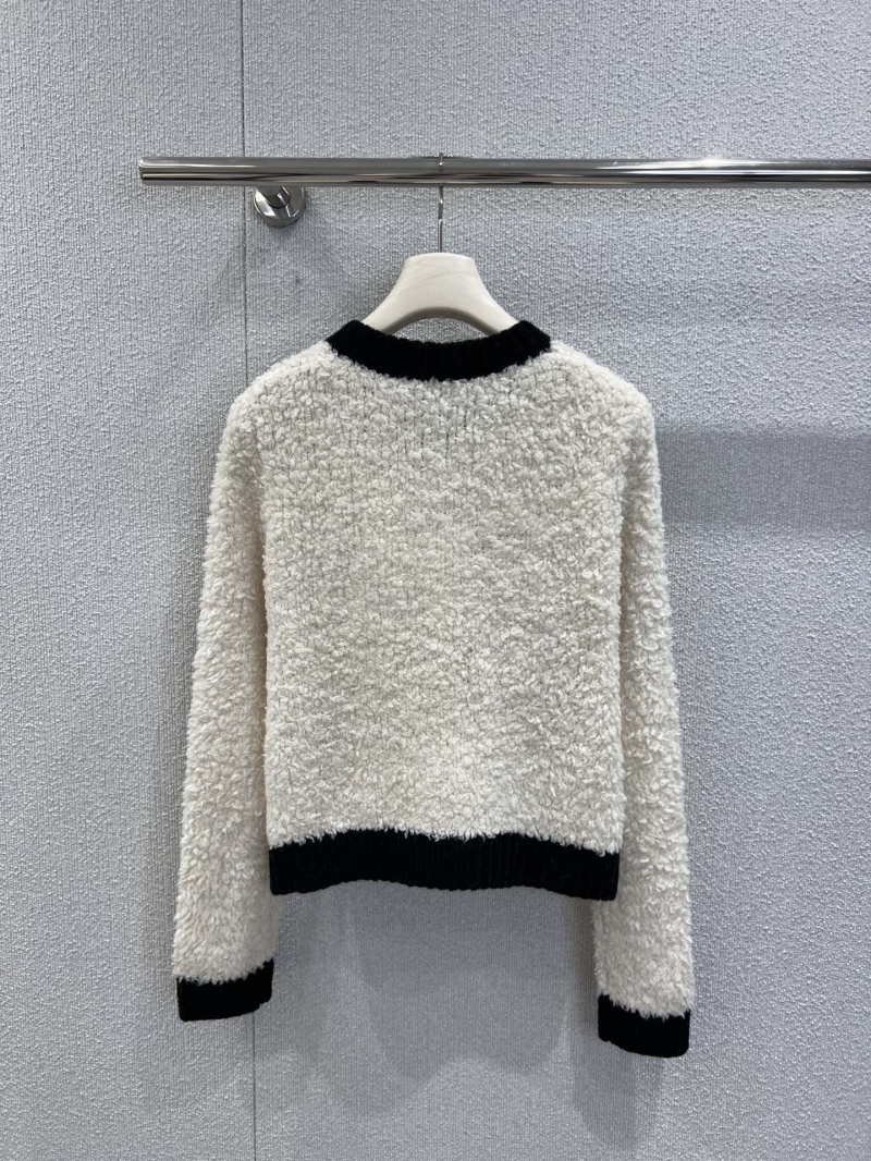 Chanel Women's Cropped Bouclé Cardigan - Off-White with Black Trim and Pearl Buttons