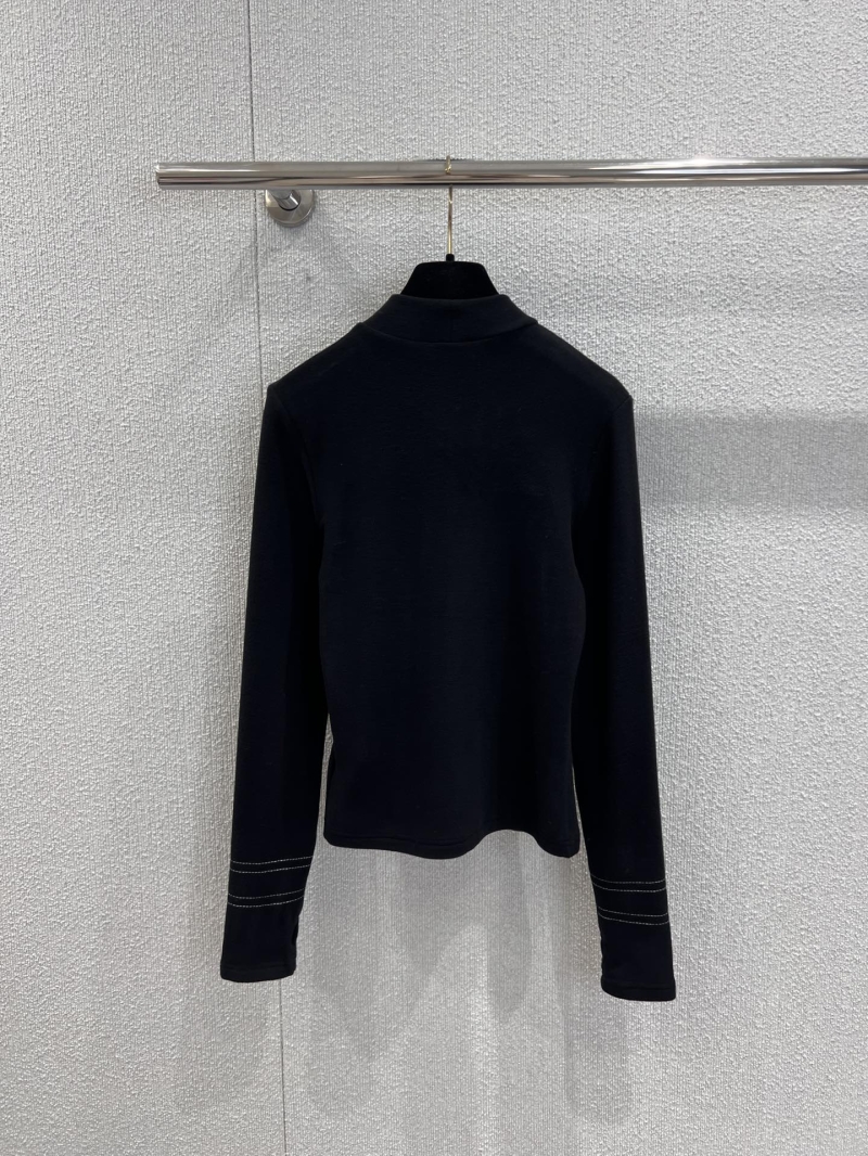 Chanel Mock Neck Knit Top | Signature CC Embroidery, Plush Lining, Black | Elevated, Timeless