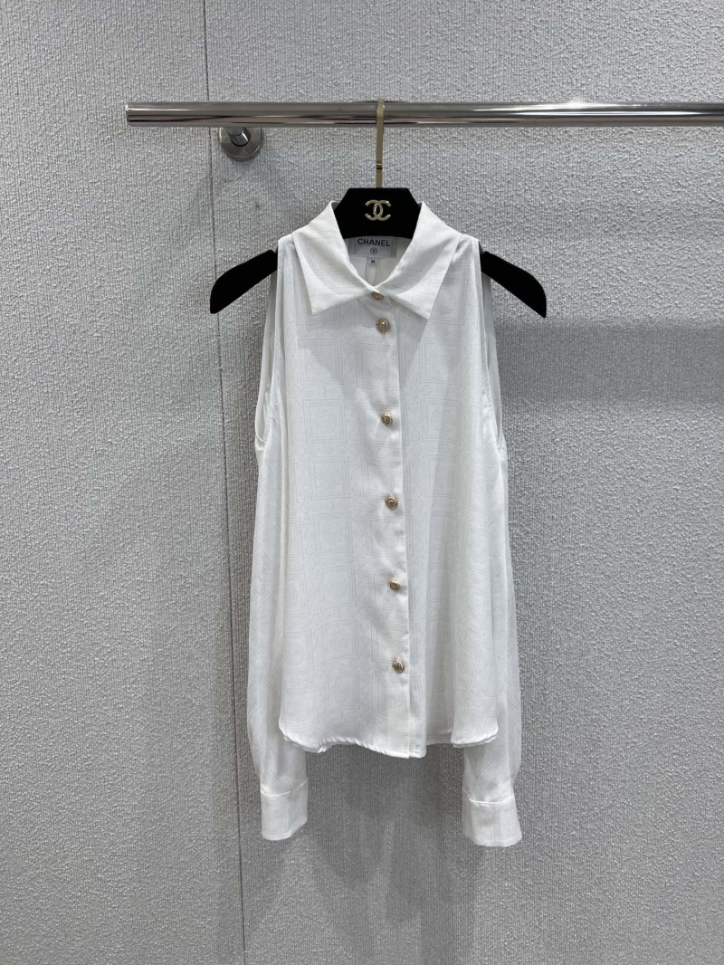 Chanel 26C Métiers d'Art Cold-Shoulder Blouse | White, Luxe Silk Blend, Deconstructed Fit