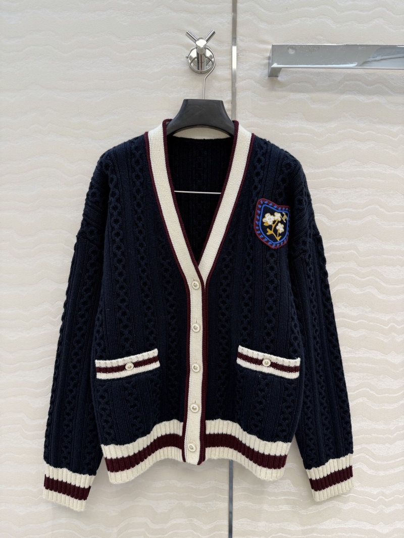 CHANEL 26C Exquisite Imported Wool Collegiate Cardigan Jacket with Signature Embroidered Badge