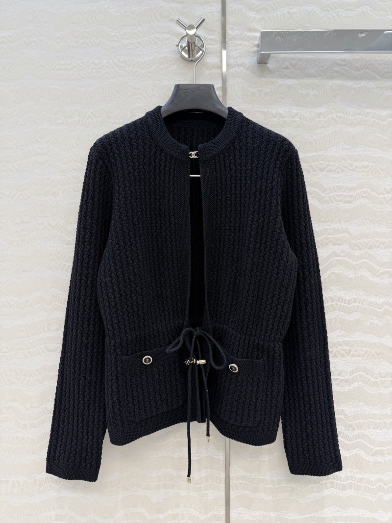 CHANEL Limited Edition 26C Custom Wool Knit Cardigan with Rhinestone Buckle (Black)