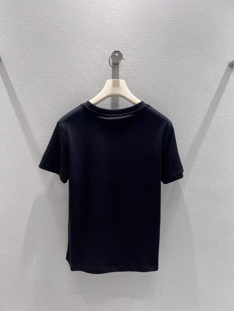 Chanel 2026SS Resort Collection Camellia Embroidered Jersey T-Shirt in Black
