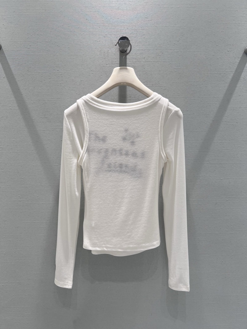 Chanel 2026SS Signature Embroidered Two-Piece Long-Sleeve T-Shirt in Crisp White