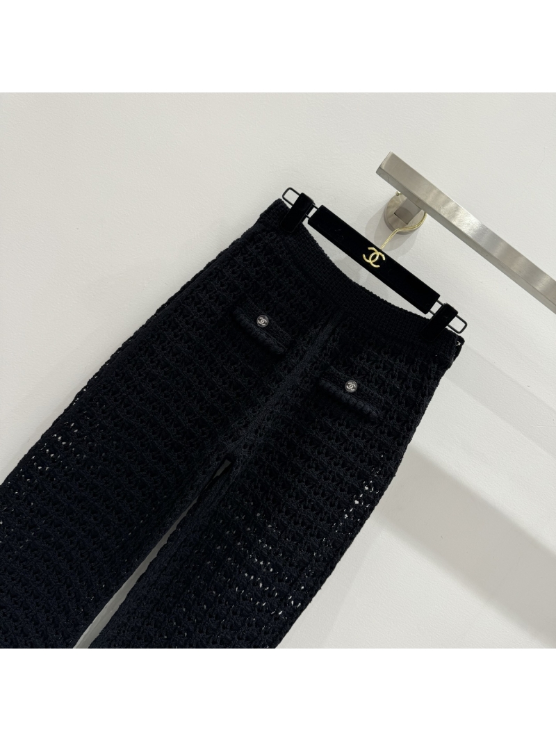 Chanel Limited Edition Handcrafted Crochet Wide-Leg Pants - Black