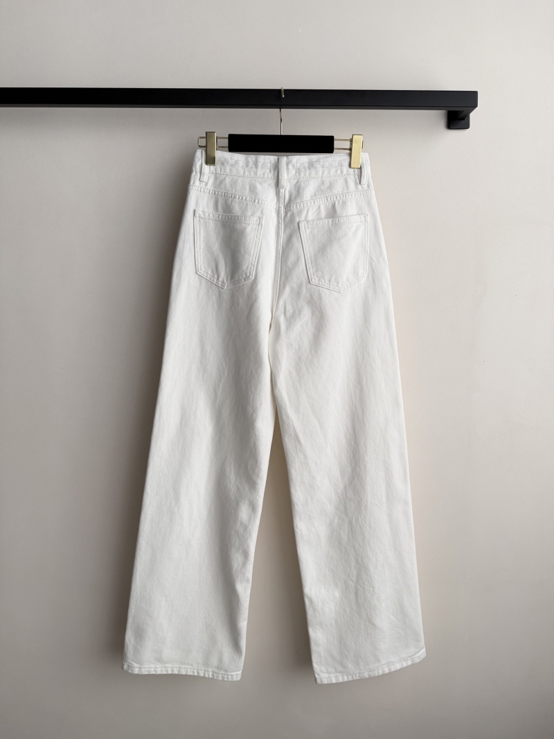 Chanel 2026SS Retro High-Waisted White Denim Wide-Leg Trousers