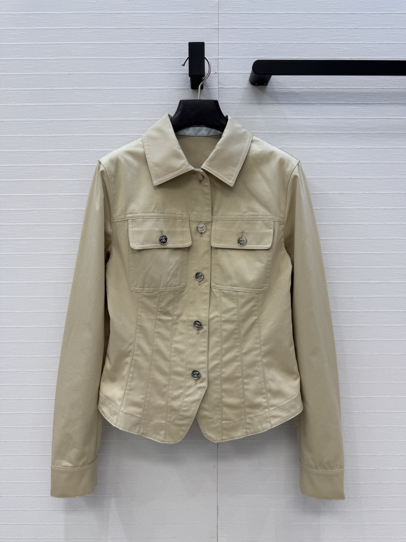 Chanel High-Quality Cotton Vintage Workwear Cinch-Waist Jacket in Beige