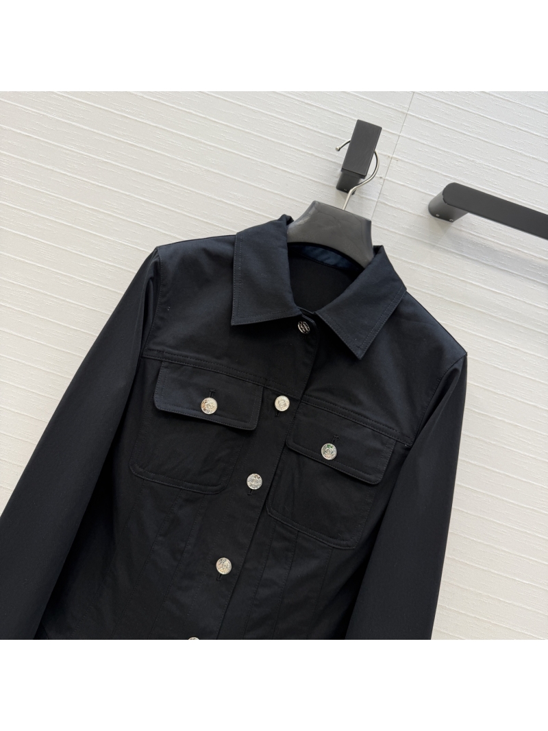 Chanel Cotton Vintage Workwear-Inspired Cinched Jacket in Black