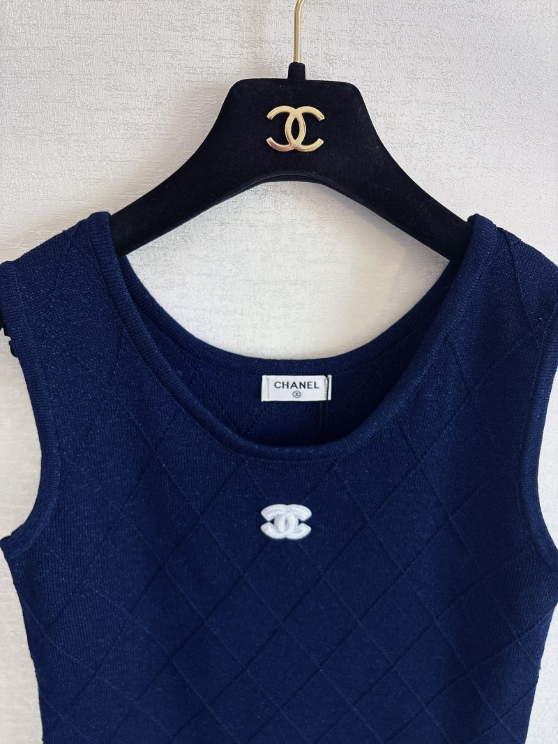 Chanel Diamond Quilted Knit Sleeveless Vest in Royal Blue - 26SS Early Spring Collection