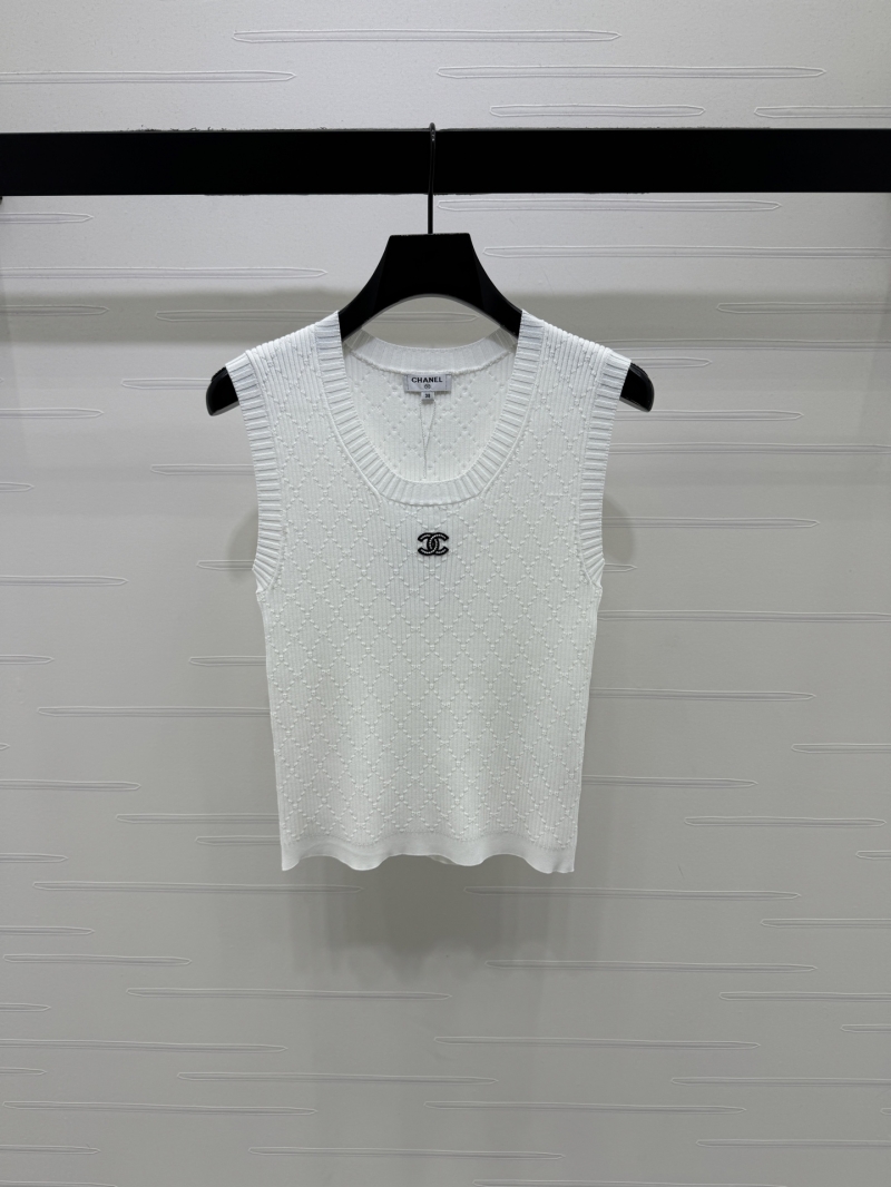 Chanel Diamond Knit Sleeveless Vest in Cotton-Wool Blend