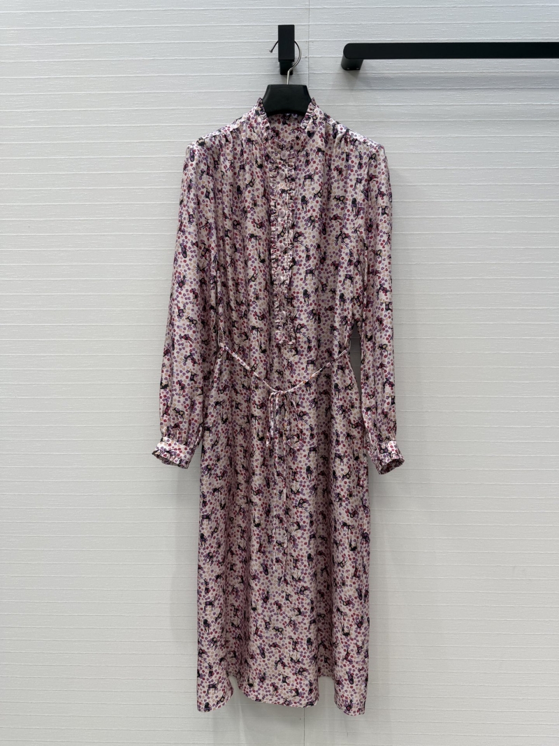 Chanel Sumptuous 100% Silk Crepe de Chine Coco Bird Floral Shirt Dress