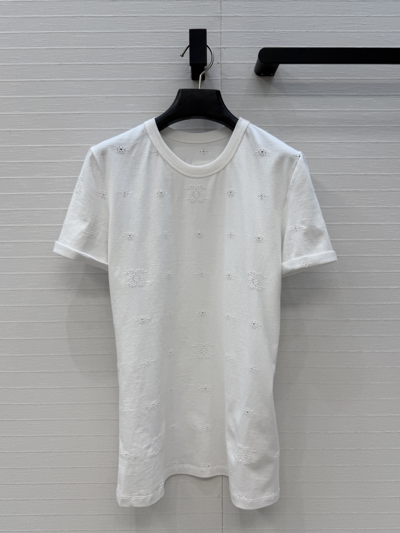 Chanel 26P Collection Pure Cotton Embroidered Short Sleeve T-Shirt