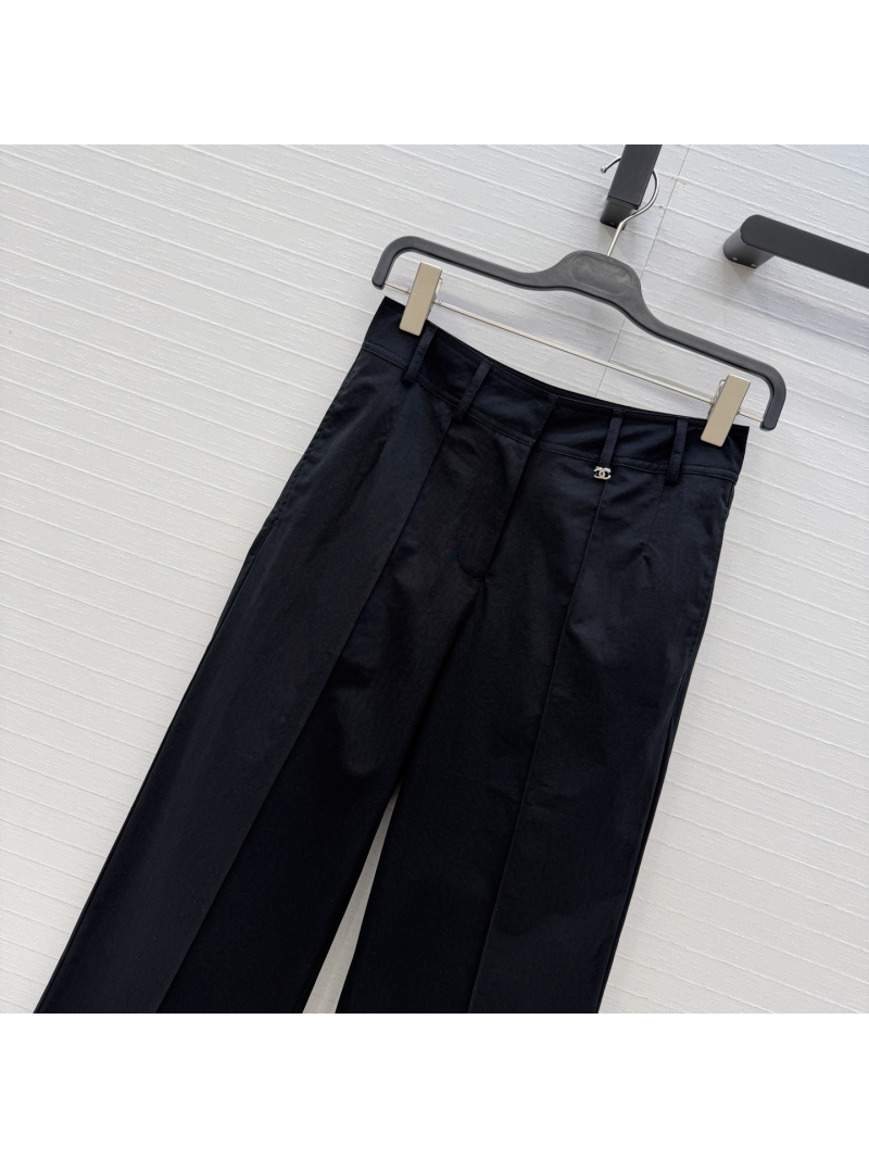 Chanel Utility Straight-Leg Trousers with Signature Metal CC Button