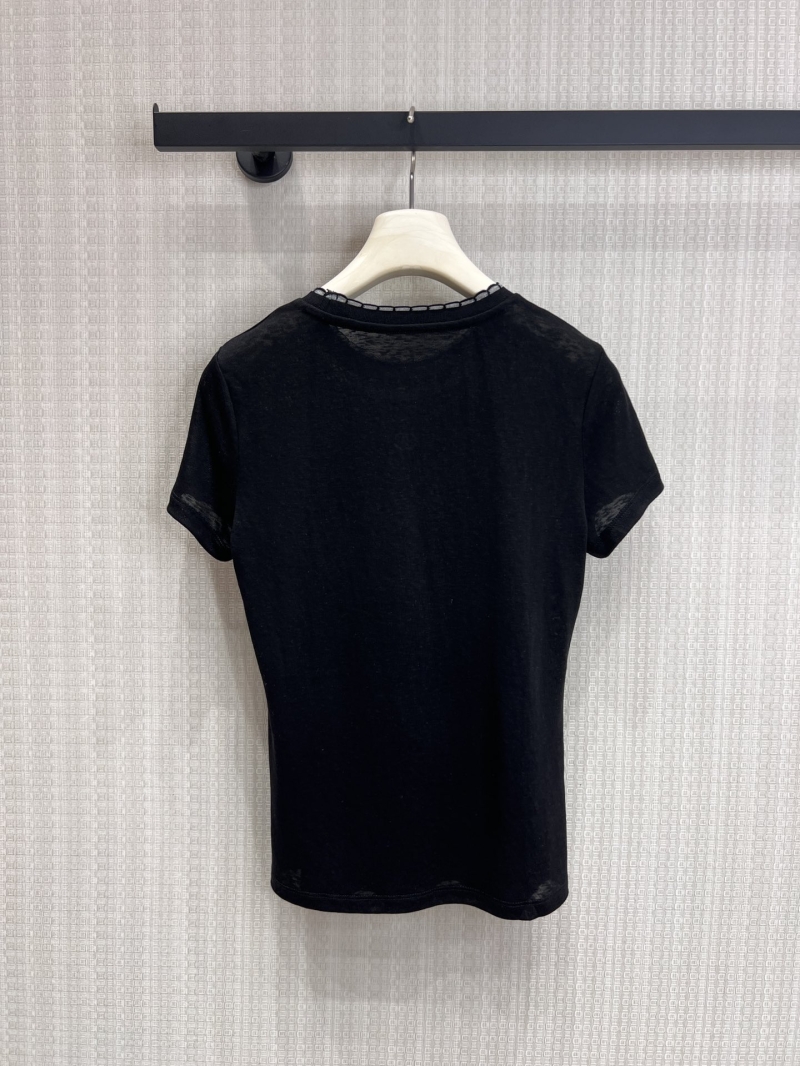 Chanel High-Count Slub Cotton CC Embroidered T-Shirt in Black
