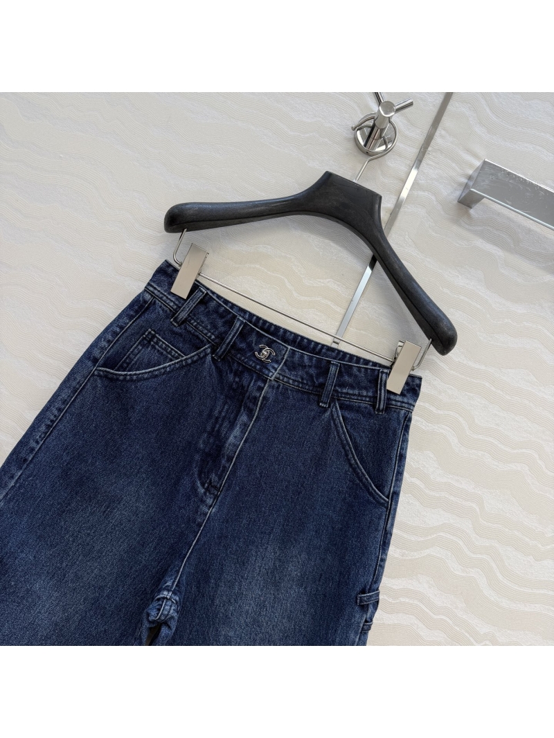 Chanel Signature Enzyme Wash Denim Cargo Bermuda Shorts