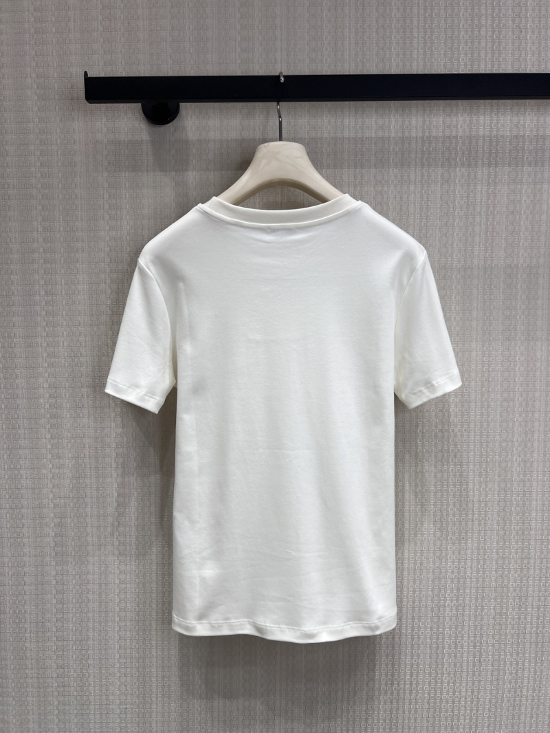 Chanel Coco Script Hand-Beaded High-Count Cotton T-Shirt in Off-White