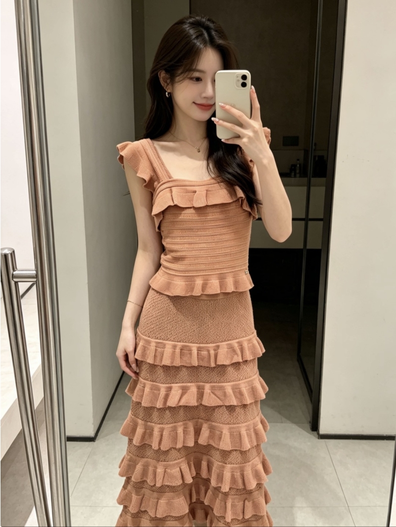 Chanel Ruffled Knit Two-Piece Set in Terracotta SS26