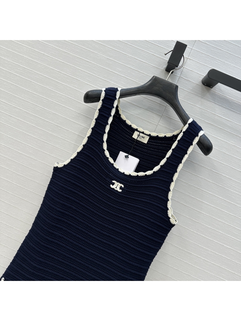 Celine Navy Blue Crochet Vest Dress - Luxe Spring/Summer Exclusive