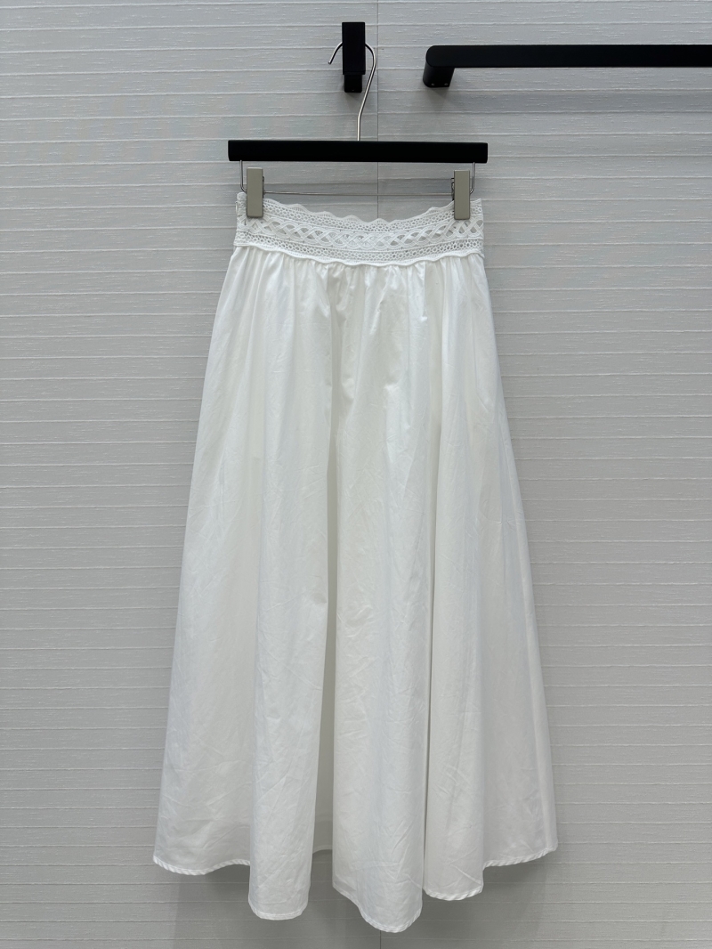 Celine Elegant White Midi Skirt - Lace Embroidery & Vintage Palace Style