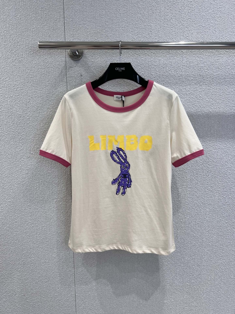 Celine Whimsical Bunny Print Round-Neck T-Shirt - Exclusive Cotton Comfort