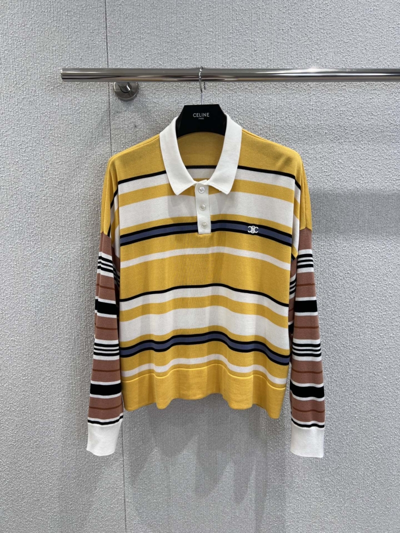 Celine 25FW Early Autumn Striped Drop-Shoulder Knit Top - Exclusive Youthful Design