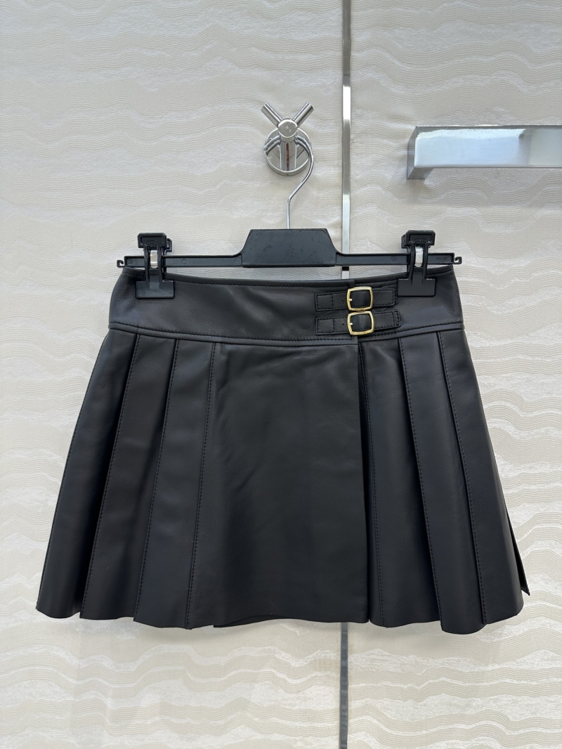 Celine Limited Edition British College Pleated Leather Skirt - Luxe & Chic