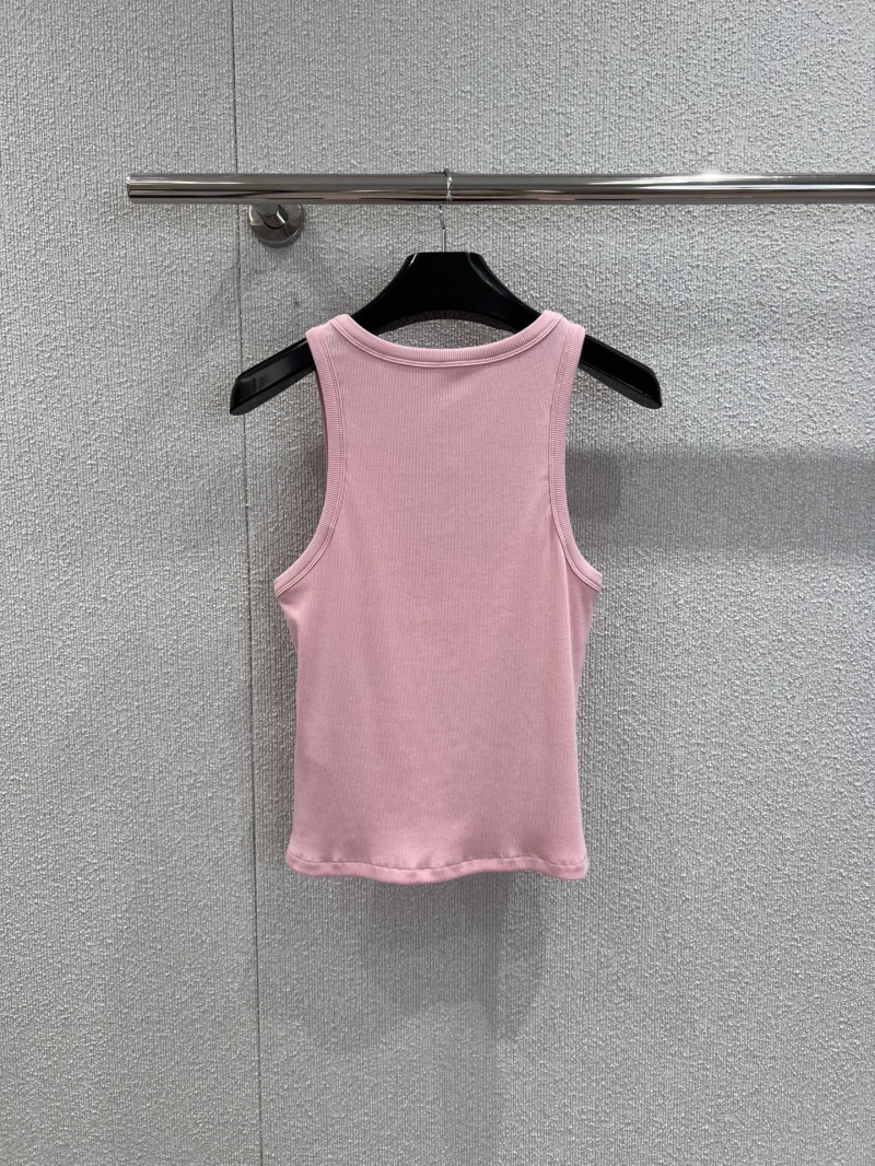 Celine Early Spring 25Ss Arc de Triomphe Embroidered Pink Tank Top - Exclusive Sweet Style