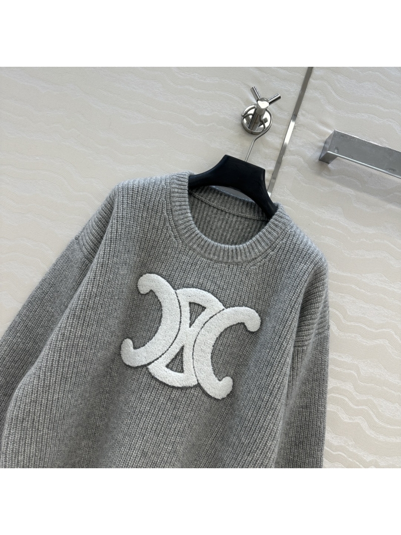 Celine Exclusive Arch Logo Cashmere Sweater - Luxe 100% Imported Wool, Classic Lazy Fit, Two Colors Available