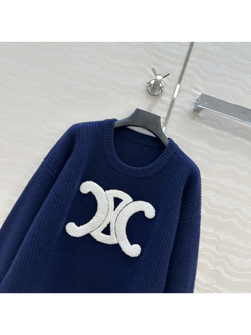 Celine Exclusive CE Arch Logo Wool Sweater - Luxe 100% Imported Wool, Classic Fit