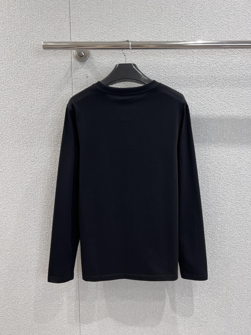 Celine Paris Triumph Logo Embroidered Long-Sleeve T-Shirt in Black