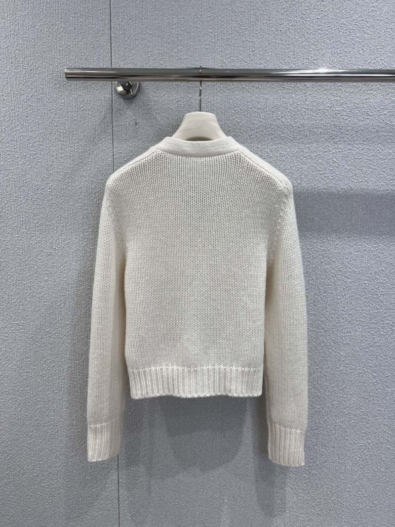 Celine 25FW Autumn Winter New Arrival Arch Pin V-Neck Cashmere Cardigan | Luxurious Soft Knit, Cropped Fit, Vintage-Inspired Detail