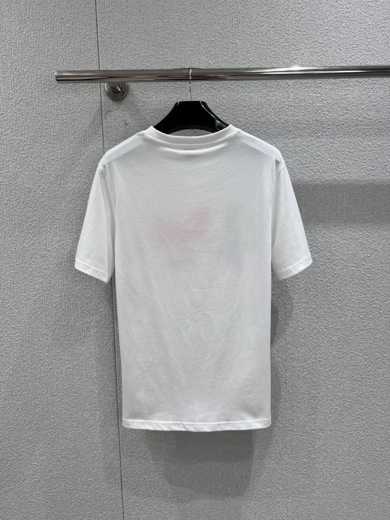 Celine Horse Carriage Print Crewneck Cotton T-Shirt in White