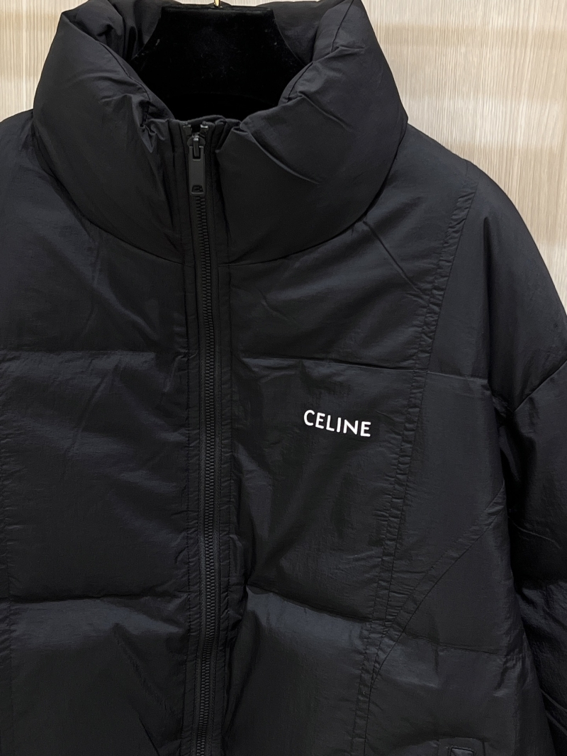 Celine Matte Black Oversized Puffer Jacket - Signature 90% White Duck Down Minimalist Luxury Winter Coat