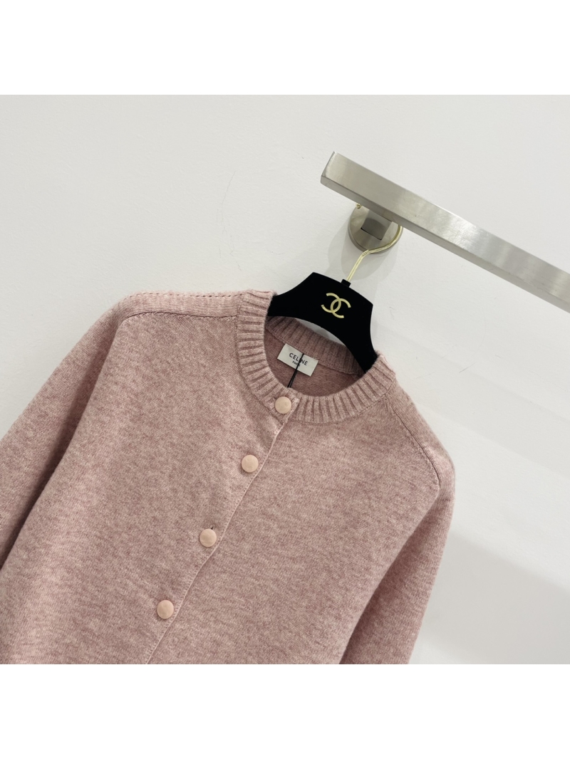 Celine Wool Button-Down Cardigan in Muted Dusty Pink