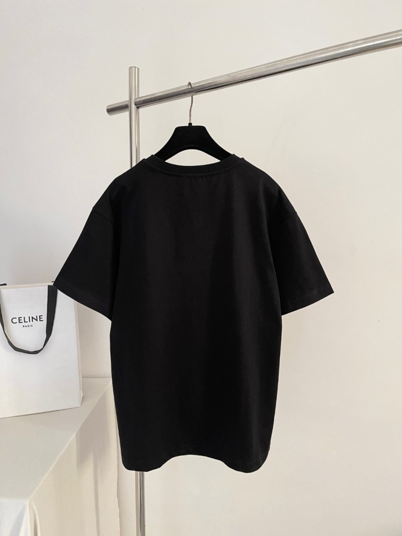 Celine Horse Carriage Graphic Cotton T-Shirt - Timeless Black Luxury Tee - Polished Relaxed Fit