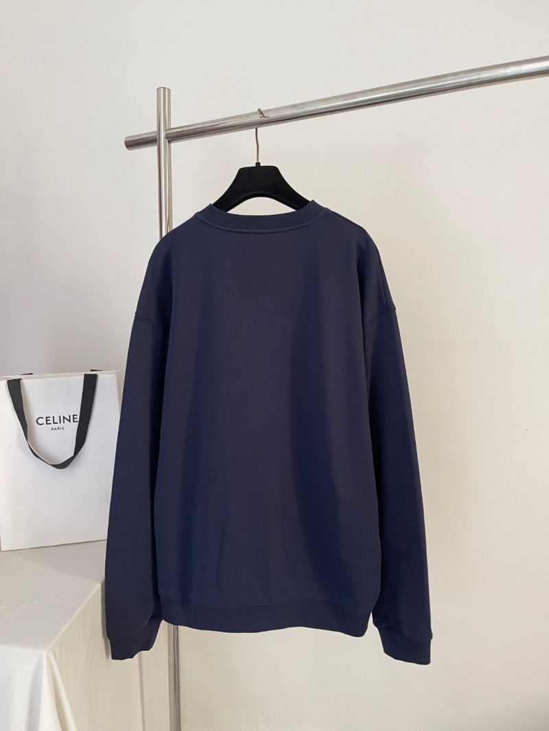 Celine Navy Blue Varsity Logo Crewneck Sweatshirt