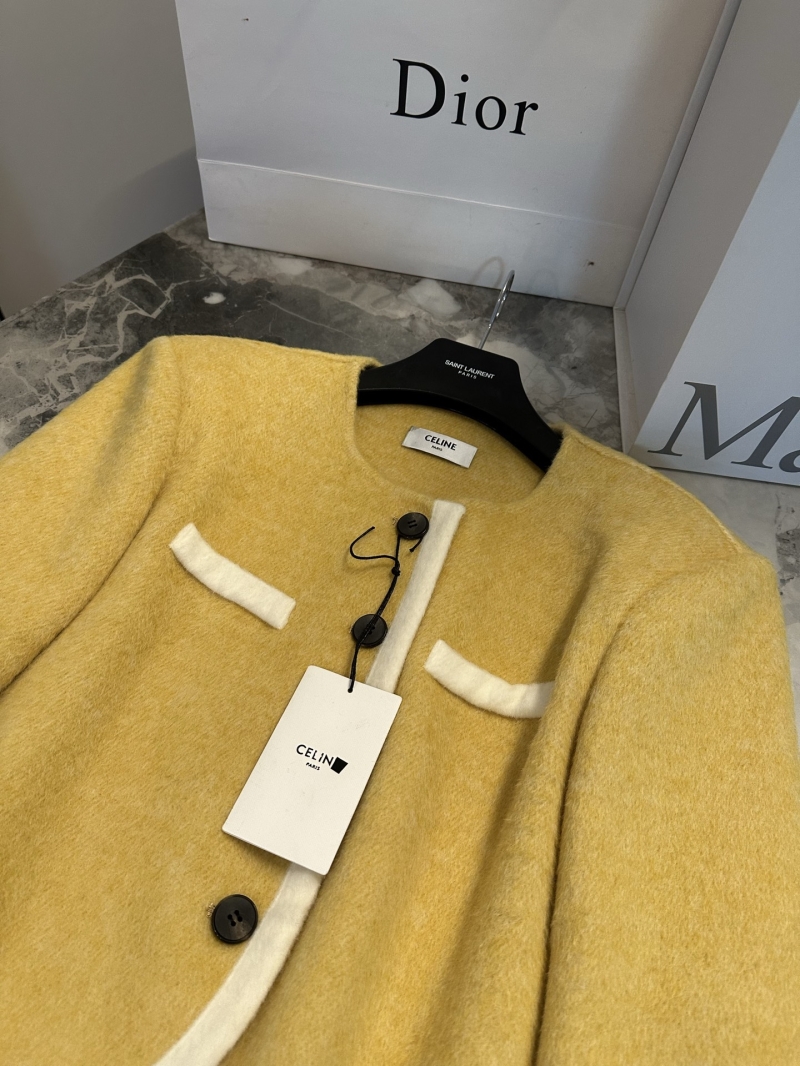 Celine Australian Wool and Alpaca Cropped Jacket in Lemon Yellow